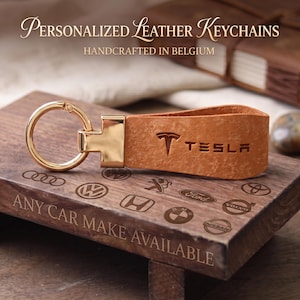 Gepersonaliseerde leren autosleutelhanger met logo, luxe Italiaanse leren sleutelring, sleutelhanger met monogram, gestempeld leren accessoire, cadeau voor hem