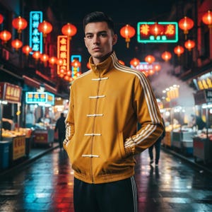 Traditionell asiatisk jacka | Imitationsmocka, knäppning, festivaloutfit