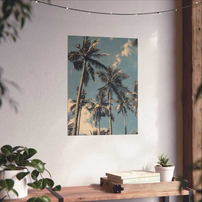 Palm Trees Art Print, Vintage Inspired Neutral Gallery Poster 画像 6