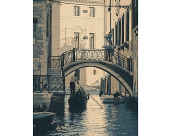 Venice Cityscape Art Print, Full Bleed Travel Poster, Neutral Modern Art