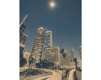 Los Angeles Cityscape Art Print, Modern Neutral Wall Decor, Full Bleed Travel Poster