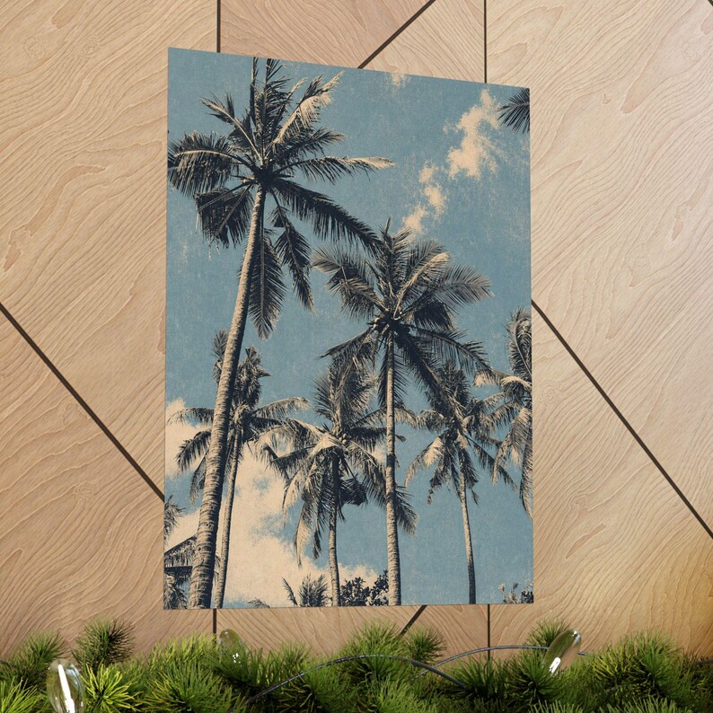 Palm Trees Art Print, Vintage Inspired Neutral Gallery Poster 画像 5