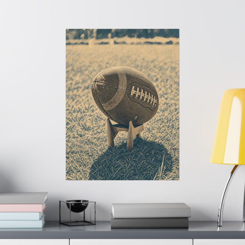 Vintage Football Art Print, Neutral Gallery Wall Decor, Full Bleed Poster image 8