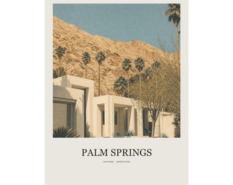 Palm Springs Minimalist Travel Poster, California Wall Art, Neutral Gallery Print, Modern Destination Decor
