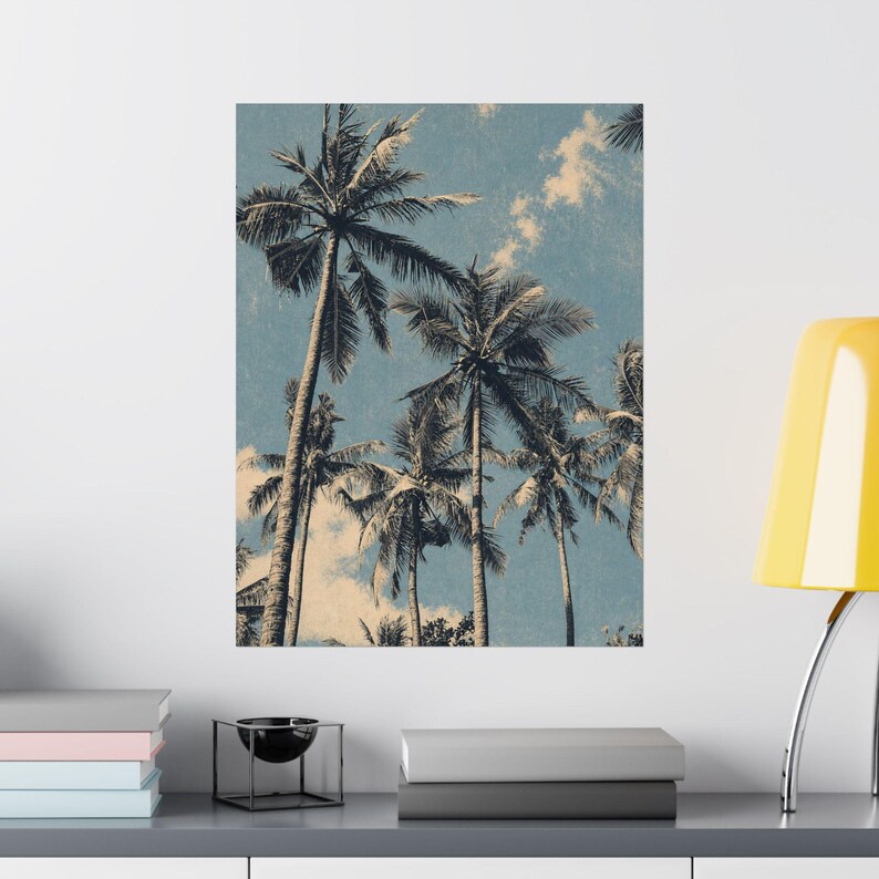 Palm Trees Art Print, Vintage Inspired Neutral Gallery Poster 画像 8