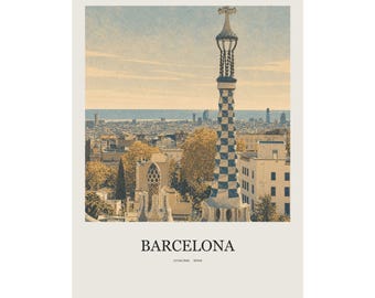 Barcelona Minimalist Travel Poster, Catalonia Wall Art, Neutral Gallery Print, Modern Destination Decor