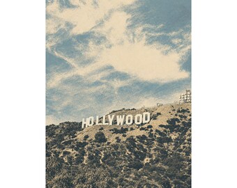 Los Angeles Cityscape Art Print, Modern Hollywood Wall Decor (Full Bleed)