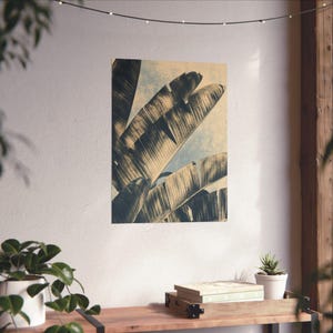 Palm Leaf Art Print, Vintage Inspired Neutral Gallery Poster Bild 6