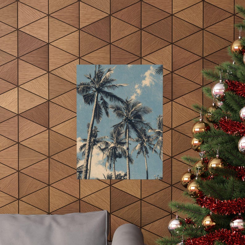 Palm Trees Art Print, Vintage Inspired Neutral Gallery Poster 画像 4