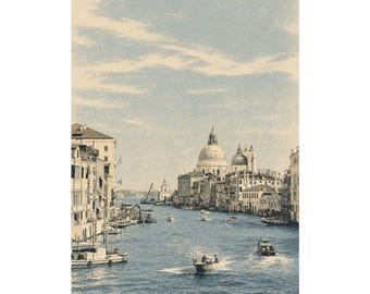 Venice Cityscape Art Print, Modern Travel Poster, Neutral Wall Decor