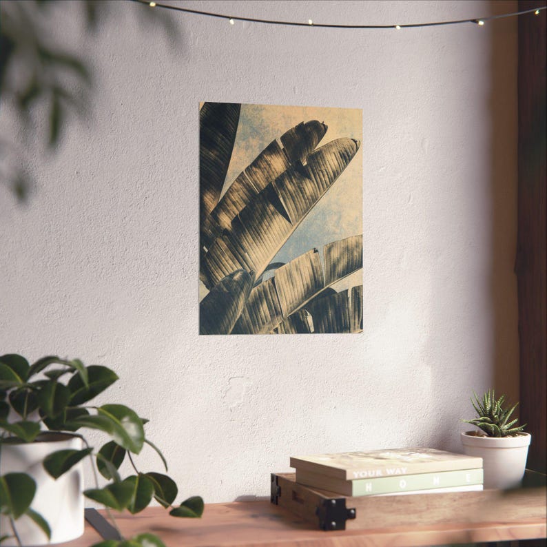 Palm Leaf Art Print, Vintage Inspired Neutral Gallery Poster Bild 14