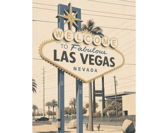 Las Vegas Cityscape Art Print, Nevada Travel Poster, Modern City Wall Decor