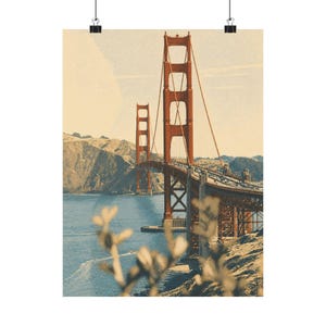 San Francisco Cityscape Art Print, Modern Travel Poster, Neutral Wall Decor Bild 9