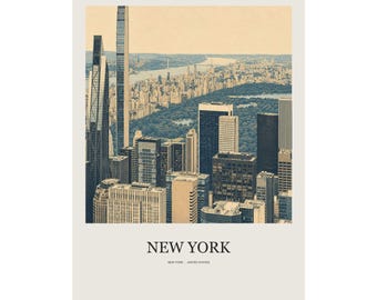 New York Minimalist Travel Poster, Neutral Gallery Print, Modern City Decor