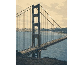 San Francisco Cityscape Art Print, Modern Neutral Travel Poster