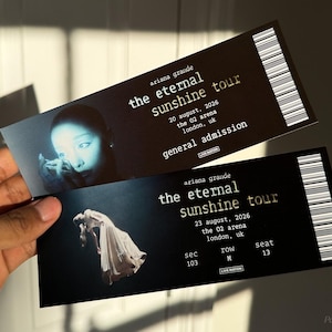 Entrada personalizada para la gira mundial Eternal Sunshine / Regalo / Recuerdo / Entrada de coleccionista / Ariana Grande