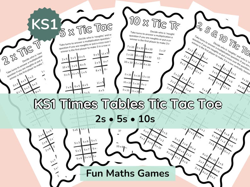 KS1 Times Tables Tic Tac Toe Worksheets | Multiplication Games | Maths ...