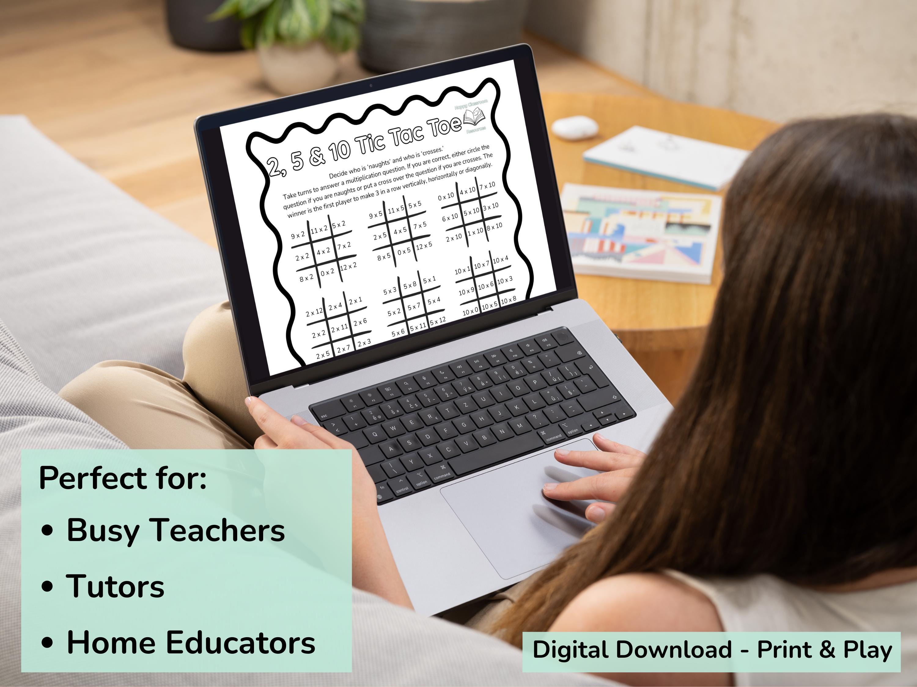 KS1 Times Tables Tic Tac Toe Worksheets | Multiplication Games | Maths ...