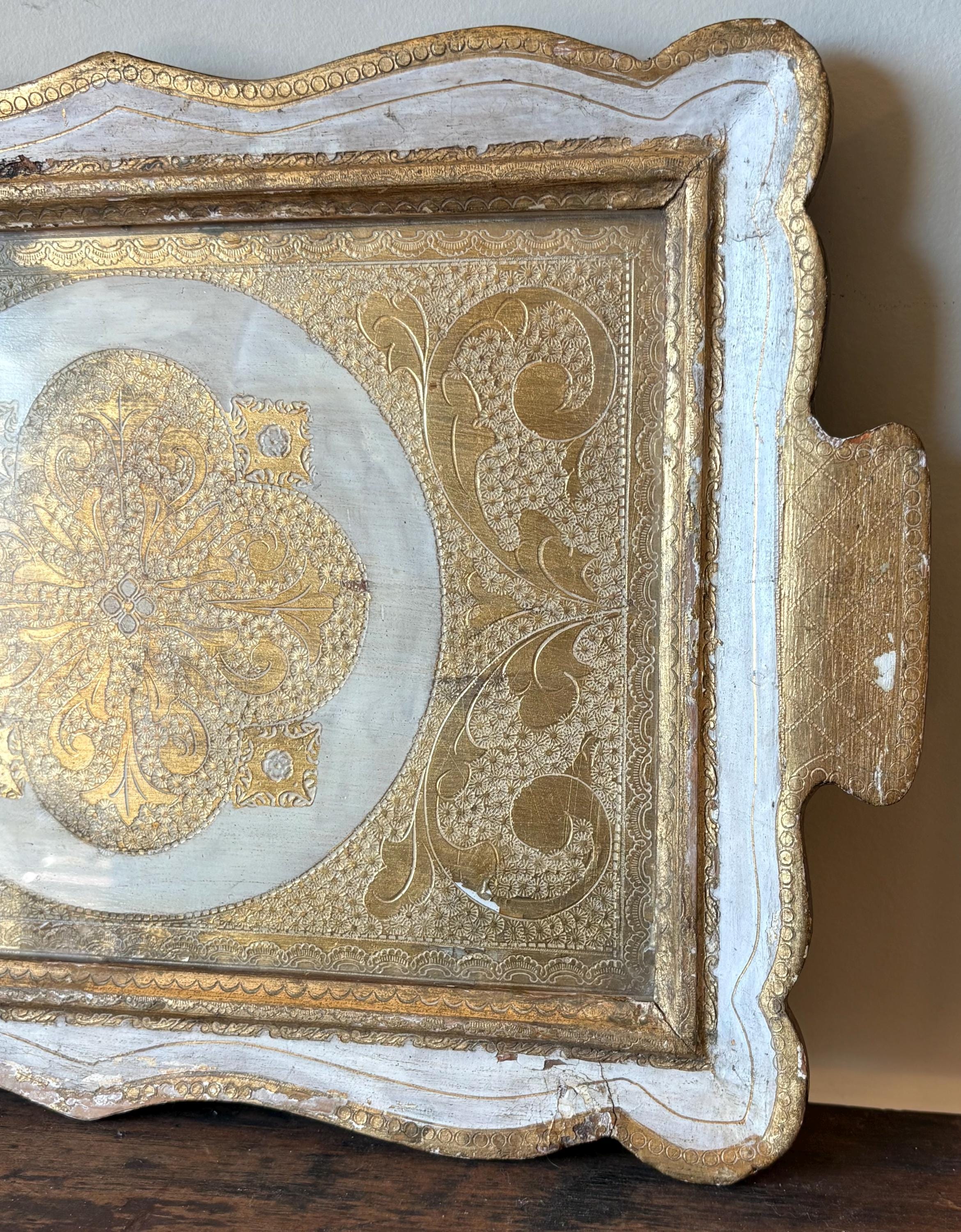 Vintage Italian Florentine Tray | Gold Gilt Ornate Serving Tray | 1960s ...