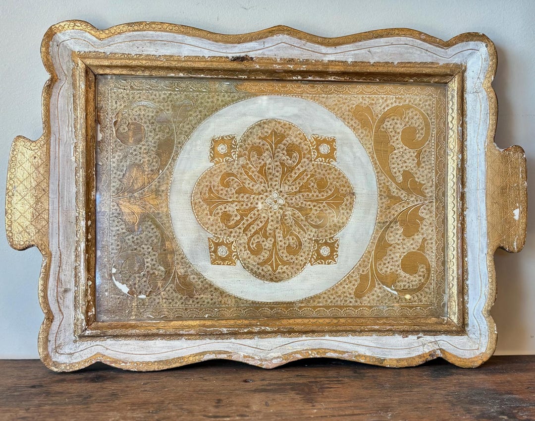 Vintage Italian Florentine Tray | Gold Gilt Ornate Serving Tray | 1960s ...