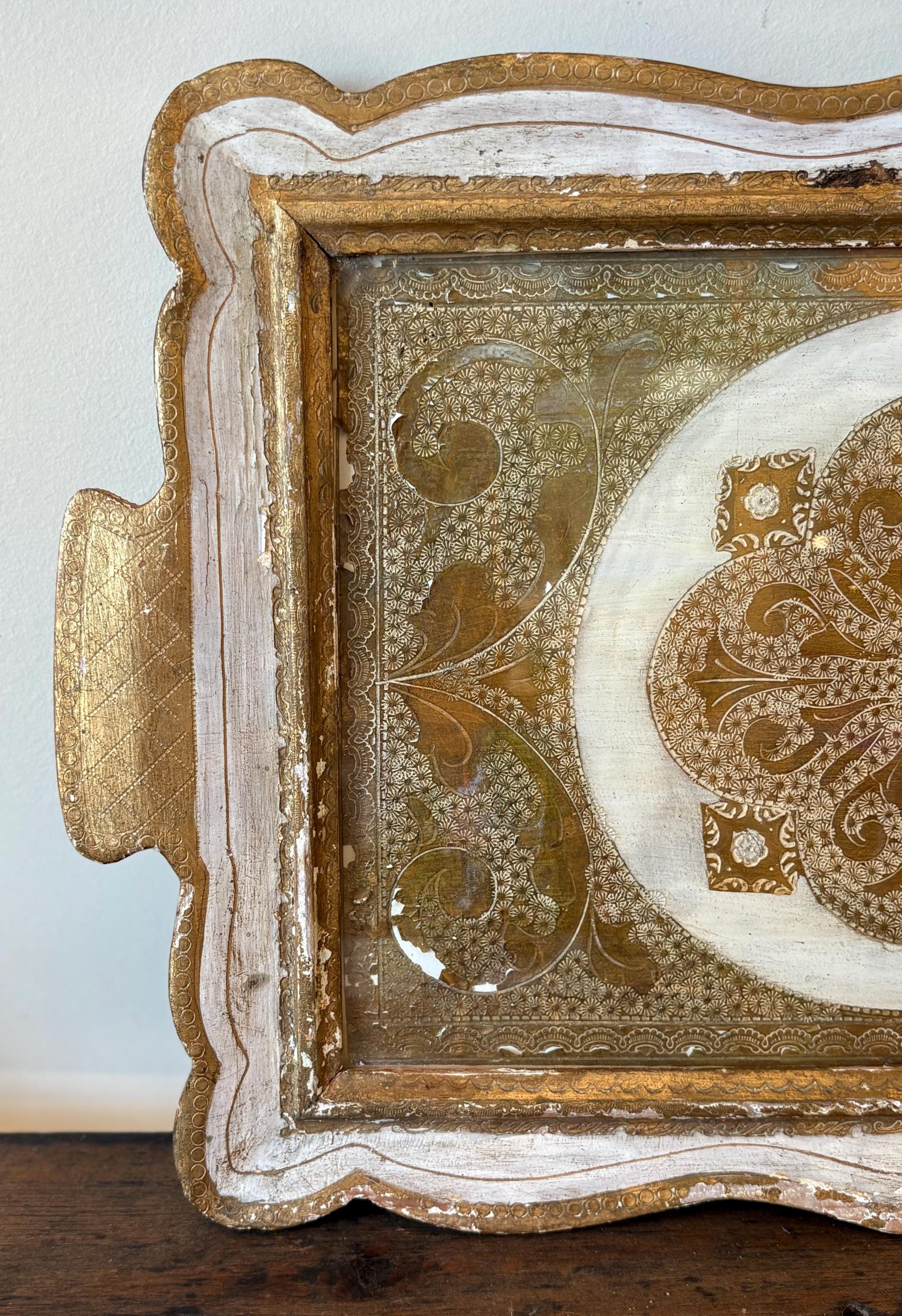 Vintage Italian Florentine Tray | Gold Gilt Ornate Serving Tray | 1960s ...
