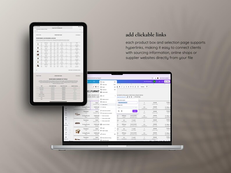 Interior Design FF&E Schedule Template | Editable Specification Sheets ...