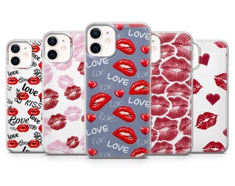 Valentinstag Handytasche Liebe Romantische Kuss Lippen Abdeckung für iPhone 17 17Pro 16 15 14 13 12 Samsung S25 S24 S23 A56 A36 A16, Pixel 10 10Pro 9A