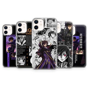 May include: Five phone cases with anime-style character designs. The cases feature a range of colours including black, white, purple, and gold. Some cases include Japanese text and manga panels, creating a visually dynamic display.