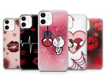 Valentinstag Handytasche Love Hello Kitty Kawaii Spiderman Romantic Cover für iPhone 17 16 15 14 Samsung S25 A56 A36 A16 Pixel 10 10Pro 9A