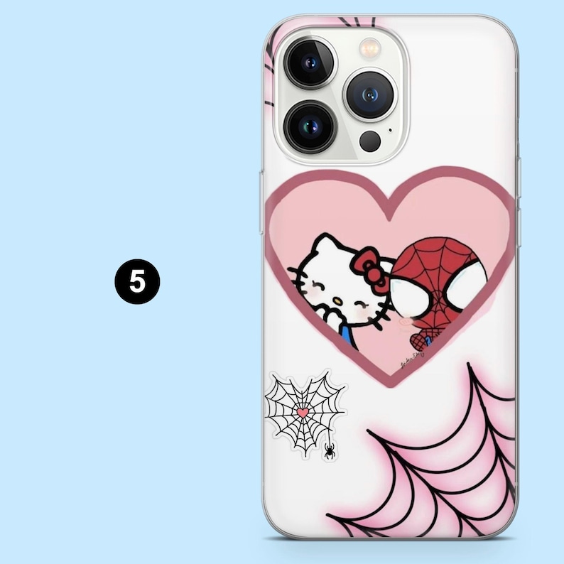 Mobilskal med kärlek, Hello Kitty, kawaii, Spiderman, romantiskt, för iPhone 17, 16, 15, 14, Samsung S25, A56, A36, A16, Pixel 10, 10Pro, 9A 5
