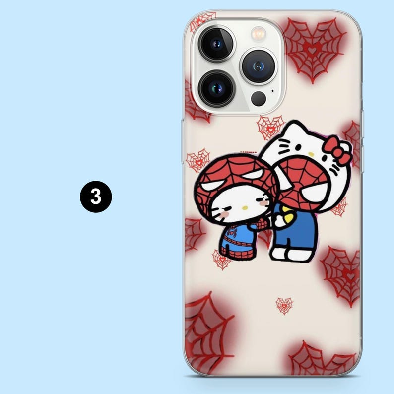 Mobilskal med kärlek, Hello Kitty, kawaii, Spiderman, romantiskt, för iPhone 17, 16, 15, 14, Samsung S25, A56, A36, A16, Pixel 10, 10Pro, 9A 3