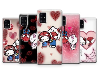 Valentinstag Handytasche Love Romantic Kawaii Spiderman Hello Kitty Cover für iPhone 17 17Pro 16 15 14 Samsung S25 A56 A36 A16 Pixel 10 9 8