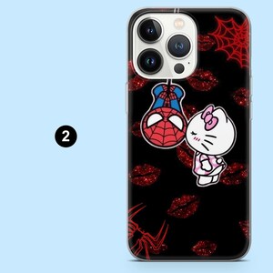 Mobilskal med kärlek, Hello Kitty, kawaii, Spiderman, romantiskt, för iPhone 17, 16, 15, 14, Samsung S25, A56, A36, A16, Pixel 10, 10Pro, 9A 2