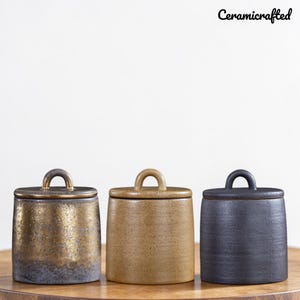Wabi Sabi keramisk teburk med lock, kaffebönsbehållare i zenstil, förvaringsburk i japansk keramik, minimalistisk keramisk matskål