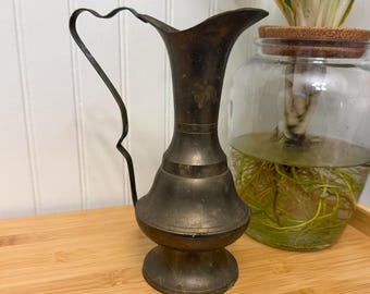 Vintage Brass Pitcher / Teapot Tall