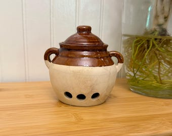 Vintage Ceramic Garlic Jar With Holes