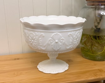 Vintage Indiana Milk Glass Pedestal Compote Bowl