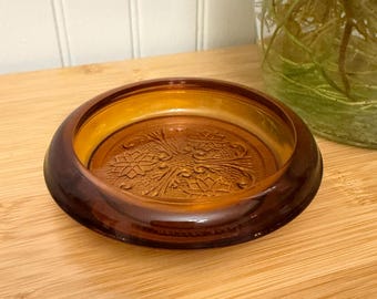 Vintage Indiana Glass Tiara Sandwich Amber Coasters (SET OF 2)