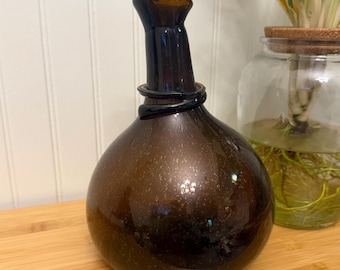 Antique Hand Blown Glass Onion / Wine Bottle