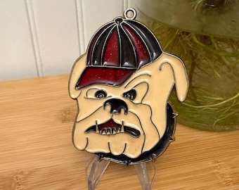 Vintage Georgia Bulldogs Keychain / Lanyard Enamel Pendant Large