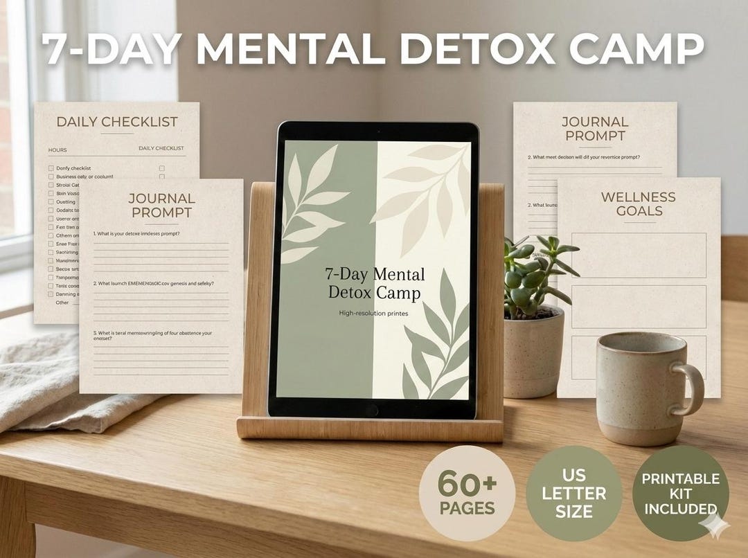 7 Day Digital Detox Guide, Mental Health Challenge PDF, Mindfulness ...