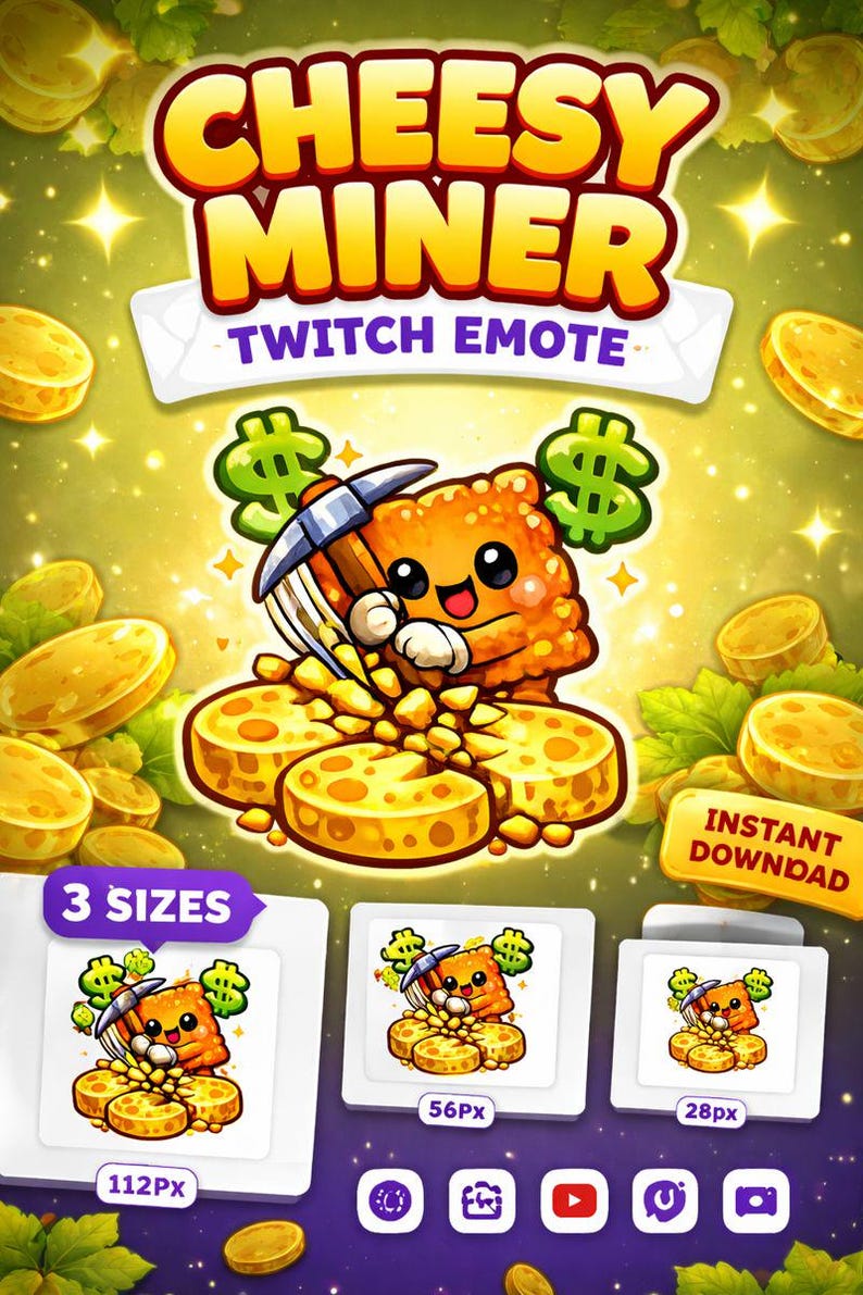 Cheesy Cheez-it Money Miner Twitch Emote | Cute Kawaii Cheese Emote ...
