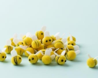 Felt Bee Embellishment Craft Supply Decoration Nursery Decor Baby Shower Gift Accessory Handmade Insect Ornament Tiny Charm Miniature Yellow