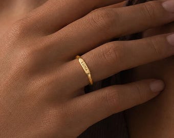 Personalized Engraved Name Ring, Custom Name Ring, Dainty Gold Silver Ring, Stackable Ring, Minimalist Ring, Custom Ring for Her