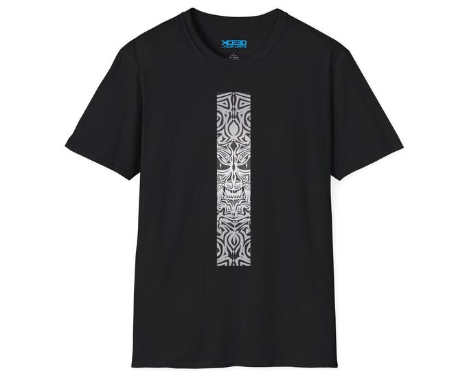Ornate Skull Panel T-Shirt | Tribal Pattern, Vertical Graphic