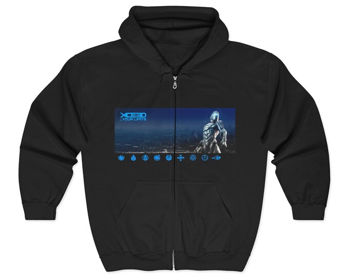 Cyber Knight Graphic Hoodie | Full Zip Zip-Up Sweatshirt