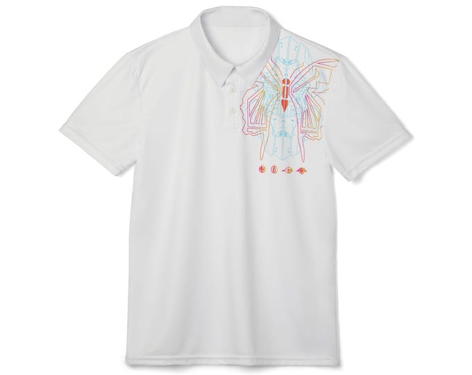 Abstract Geometric Butterfly Polo Shirt | Pastel Line Art