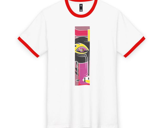Abstract Cubist Face Tee | Ringer T-Shirt