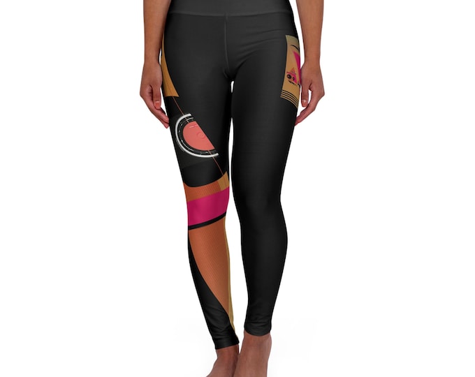 Abstract Retro Cassette Print Leggings