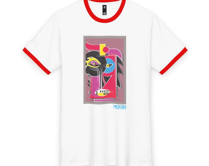 Abstract Cubist Face Tee | Ringer T-Shirt